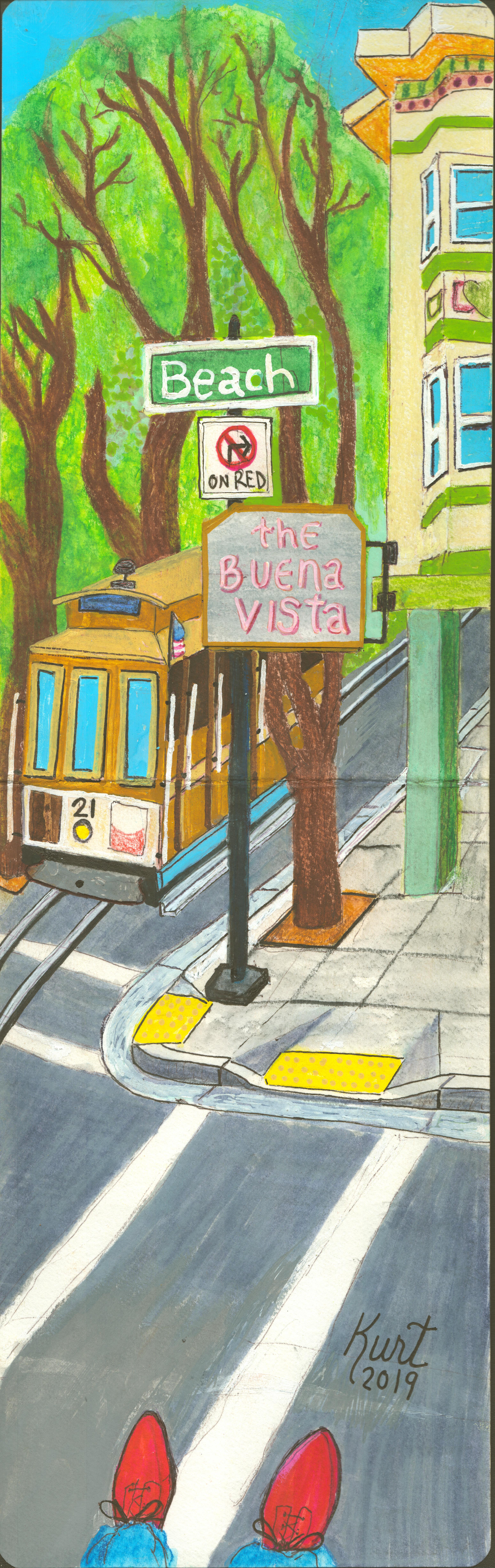 Hyde St. Cable Car at the Buena Vista 19 Polk at the end of the line - Aquatic Park and the Maritime Museum